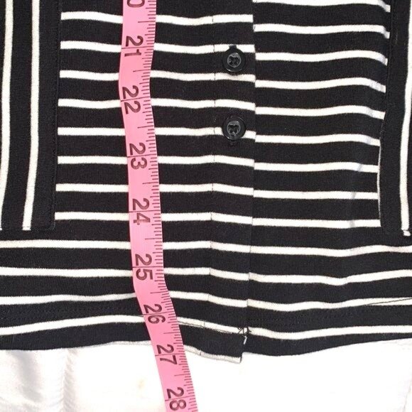 Isaac Mizrahi Live! Black & White Striped Cardigan With Pockets Made In Vietnam - Picture 7 of 8